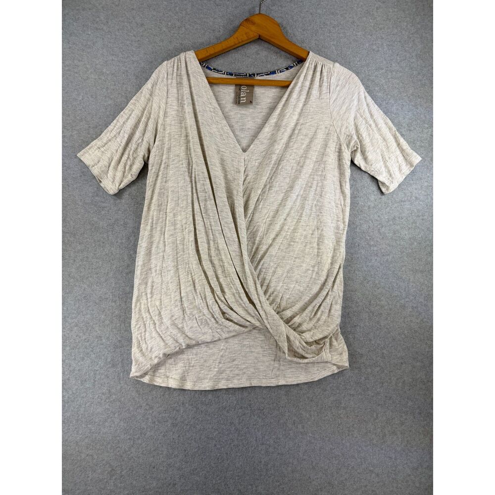 Dolan Left Coast Women’s Medium Gray Faux Wrap Short Sleeve Top 3578